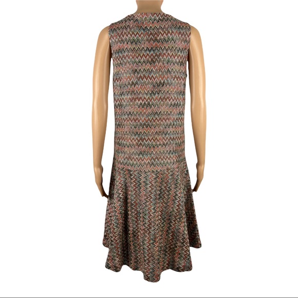 Anthropologie Maeve Womens Small Dress Zig Zag Fit Flare Swing Tank Chevron EUC - Picture 4 of 10